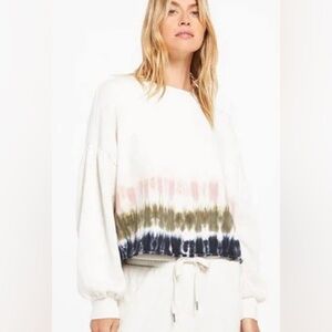 Z Supply Tie Dye cropped sweatshirt in bone